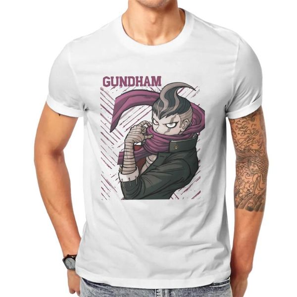 

men's t-shirts danganronpa bear game gundham tanaka t shirt classic fashion summer loose cotton men's harajuku crewneck tshirt, White;black