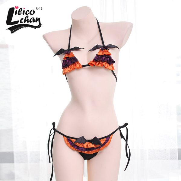 

sexyy halloween bat cosplay bikini anime underwear set little devil role play costume lingerie clothing womens suit new, Red;black