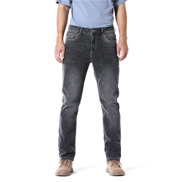 

men's jeans spring autumn denim men regular fit casual classic basic straight black for business pants big size 40, Blue