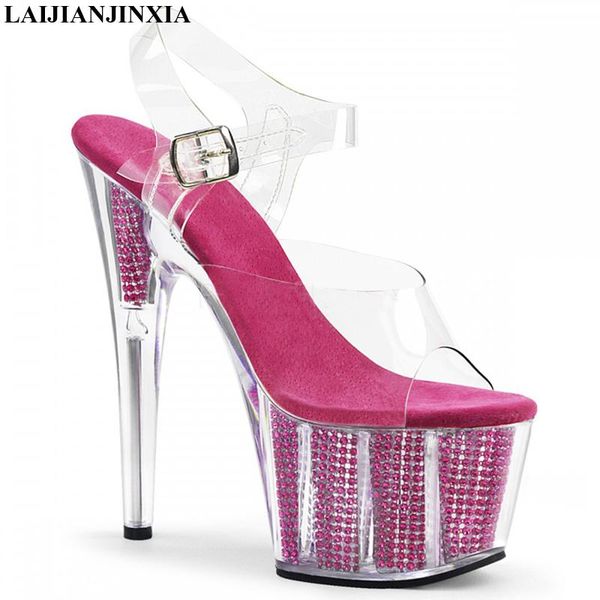 

dress shoes laijianjinxia transparent banquet shiny platform sandals 15cm high heels nightclub pole dancing, Black