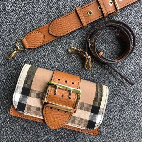

2021 new check pattern wide belt cowhide women's small square tongue bag single shoulder messenger