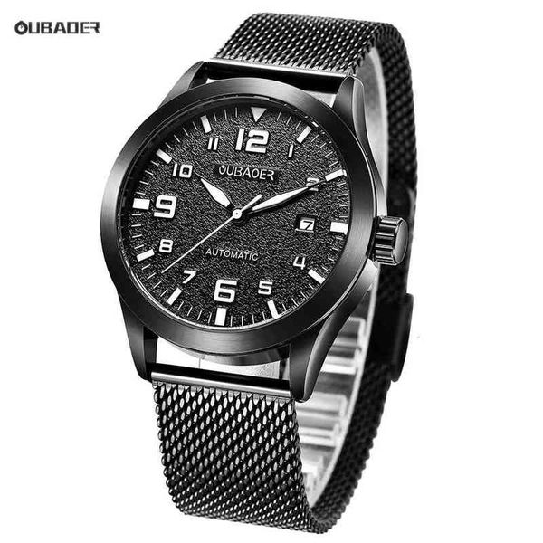 

watches oubaoer 2021 automatic men mechanical rust patterns gaas belt simple fashion clocks, Slivery;brown