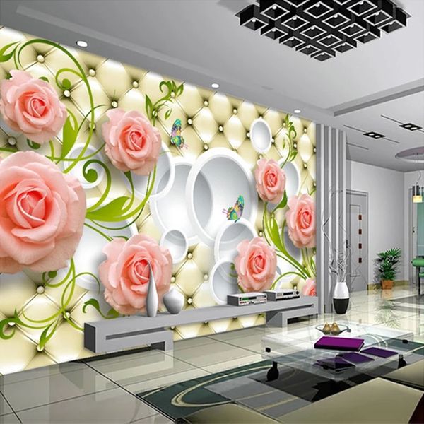 

custom p wallpaper rose leather 3d mural living room tv background home decor papel de parede waterproof