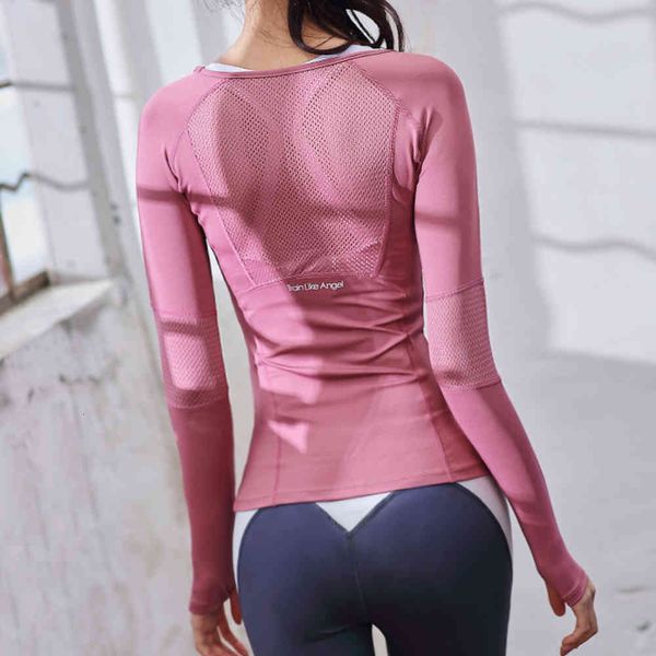 

women's tracksuits 2021 autumn winter long sleeve sports yoga women's running fast drying training t-shirt tight back fitness clot, Gray