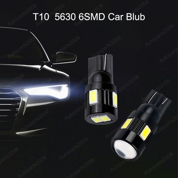 50шт белый T10 W5W 5630 6smd Автомобильные светодиодные лампы для 194 168 лампы очистки читают купольные дверные багажники Номерные фонари 12 В