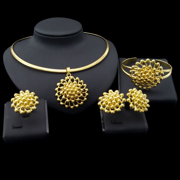 

yulaili classic ethiopian jewelry sets charm choker necklace stud earrings bangle ring for women african wedding jewelery set, Black