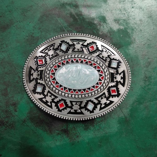 

1 pcs stone flower pattern men's western cowboy belt buckle fit 4cm wide jeans belts head, Slivery;black