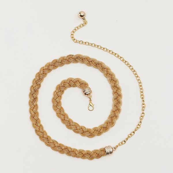 

women's dress decorative metal waist chain fashion versatile gold belt, Black;brown