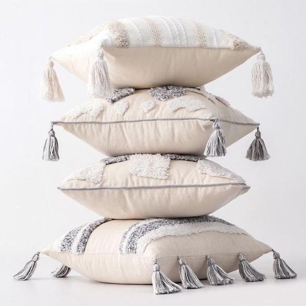 

cushion/decorative pillow tassel cotton linen cushion cover beige decorative case for living room bedroom throw covers home decor