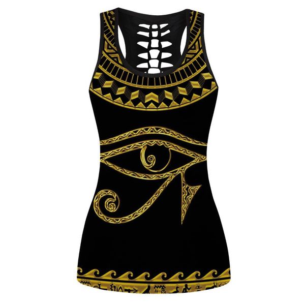 

women's tanks & camis vintage hollow tankfor women 2021 summer sleeveless vest girl egypt god ra eye tank ropa mujer oversized, White