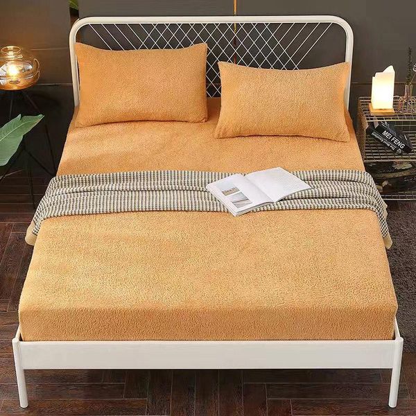 

sheets & sets winter berber fleece fast heat bedsheets thicken warm kids fitted sheet bed cover bedspread with elastic band