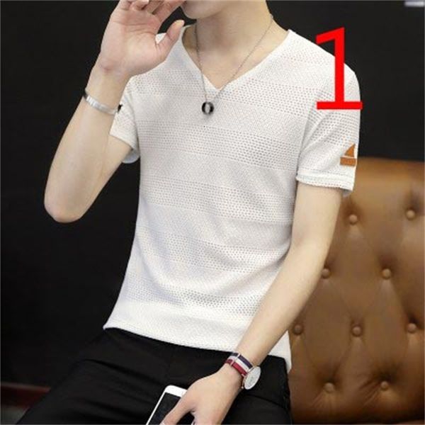 

2021 new t-shirt male korean version of self-cultivation personality short-sleeved thin section on the clothes men spring and summer z1yb, White;black