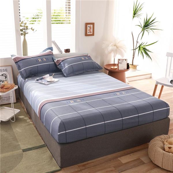 

stripe cotton fitted sheet simple mattress cover elastic bed sheet bedspread twin full  king single bed pillowcase