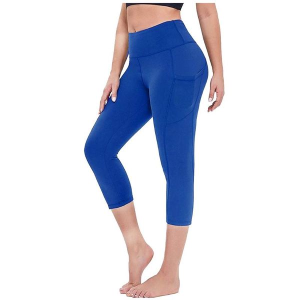

women's leggings high waist sport stretch fitness running gym sports pockets active pants squat proof, Black