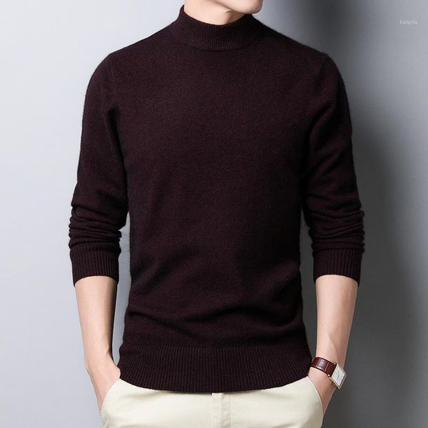 

men's sweaters 2021 sweater autumn thickened half high neck pure color pullover fashion warm young and middle-aged long, White;black