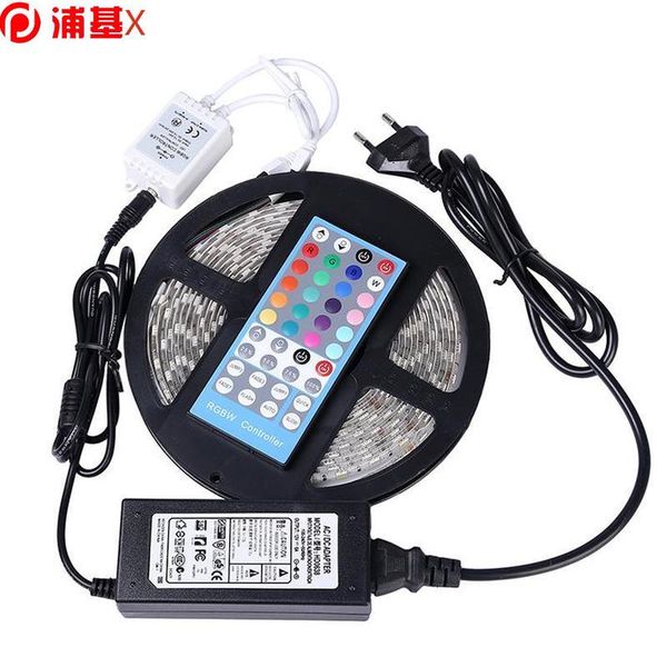 

2pcs/lot led strip light rgbw 5m 5050 smd 300led waterproof ip65 + 44key controller + 5a power supply with retail package christmas gifts