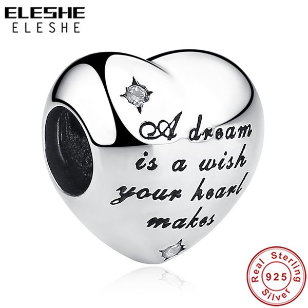 ELESHE 100% 925 Sterling Silver Crystal Bead Cenerentola Sogno Del Cuore di Fascino Misura Il Braccialetto di Fascino Originale Argento 925 Gioielli FAI DA TE Q0531