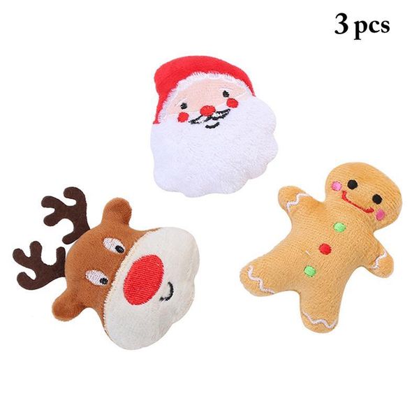 

cat toys dorakitten 3pcs/set christmas plush gingerbread elk santa shape toy kitten catnip pet supplies favors