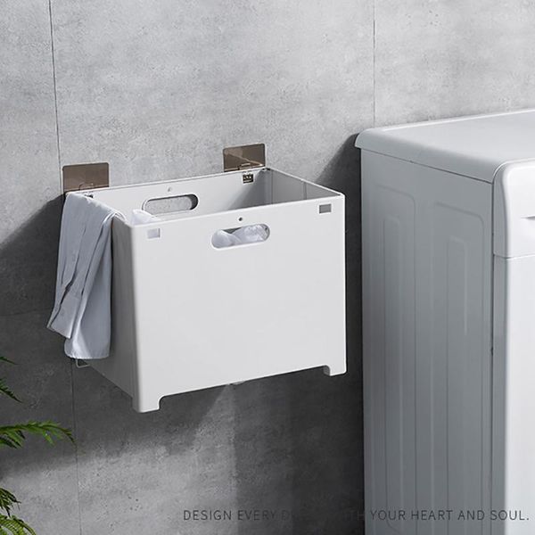 

foldable wall-mounted non-perforated storage dirty laundry basket small high-end home improvement non-perforated folding t6