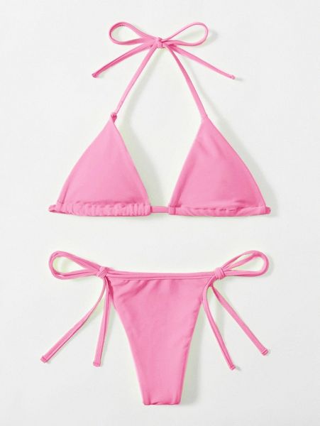 

triangle tie side bikini swimsuit q9xs#, White;black