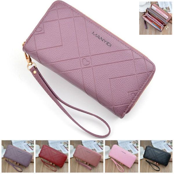 

wallets women ladies large wallet clutch purses leather long handbag bag card holder uk, Red;black