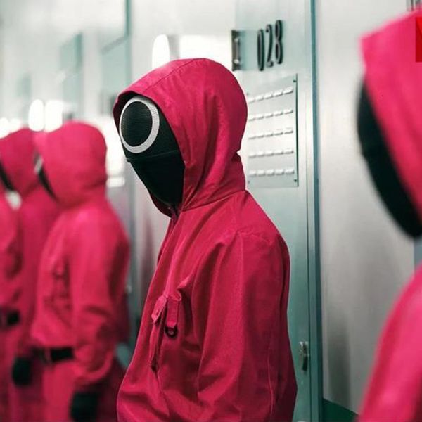 

cosplay halloween party squid game men and women conjoined with a red sweater jacket, Black