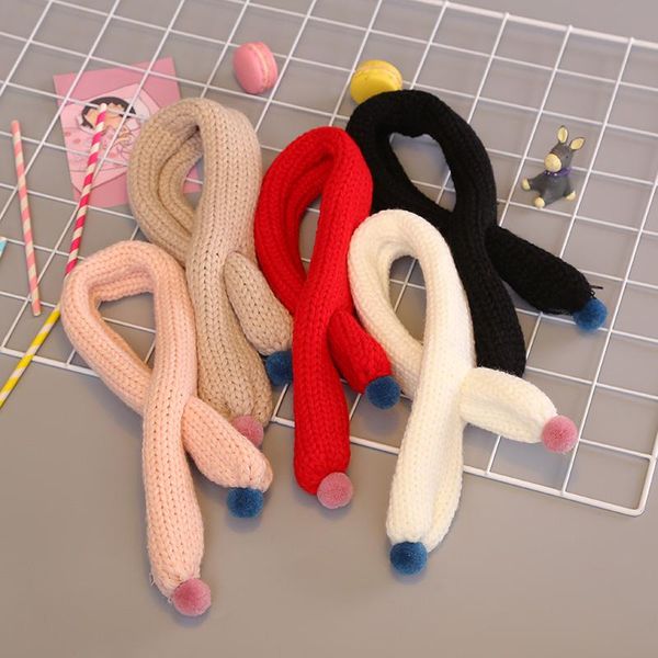 

scarves & wraps winter children's woollen yarn knit scarf south korea 100 lap warm round neck hair line bow tie boy girl 6 months -12 y, Red;brown
