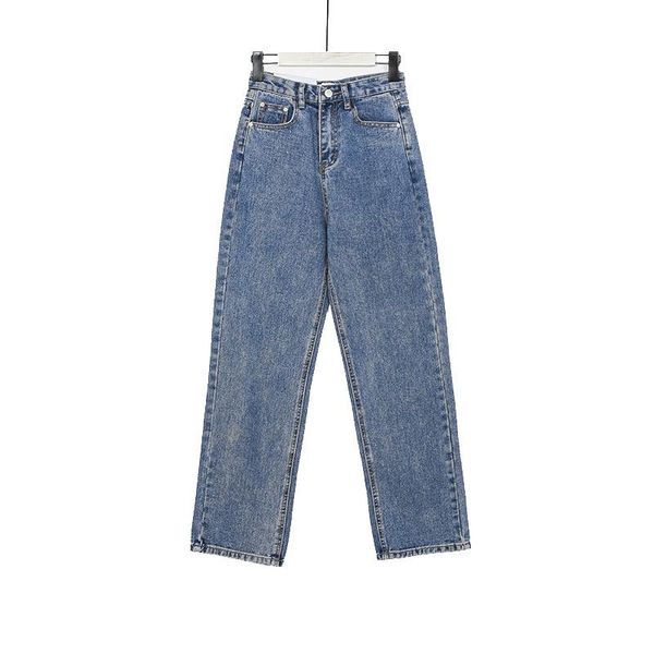 

women's jeans women vintage high waist straight leg blue wide femal autumn long loose causal zipper