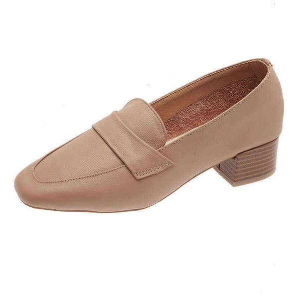 

thick heel single sho women's 2021 spring and summer korean version of medium lefu , one foot on high s, grandma's