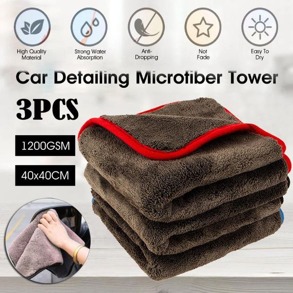 

car sponge 3pcs/set 1200gsm detailing wash microfiber towel cleaning drying auto washing cloth micro fiber rag accessories