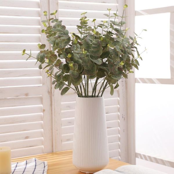 

artificial plant eucalyptus bouquet silk fake leaves wedding decoration accessories green plant flower arrangement home decor