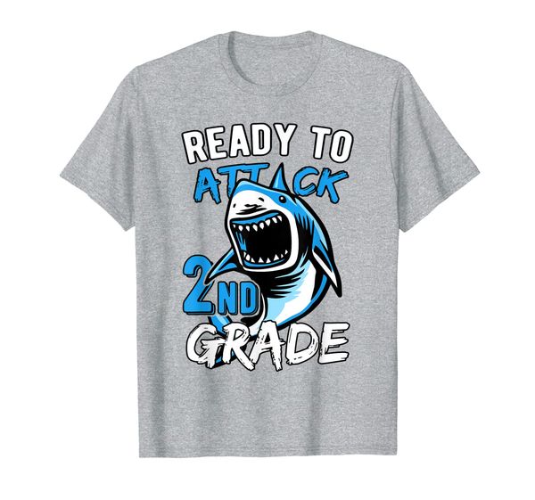 

ready to attack 2nd grade boys back to school t-shirt, White;black