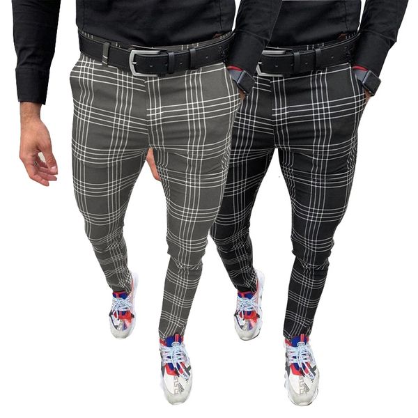 

ew and years fashion forced european stripes record button business casual slender men broek, Black