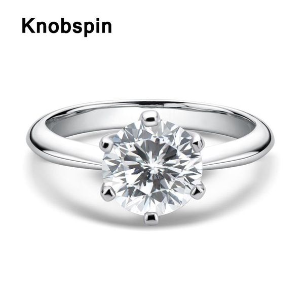 

cluster rings knobspin real 100% 925 sterling silver 2021 luxury 2 d color moissanite love for women gift fine jewelry wedding, Golden;silver