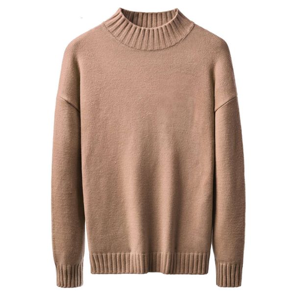 

fashionable men's half turtleneck knitted spring and autumn pullover casual versatile long sleeve sweater bottom coat, White;black