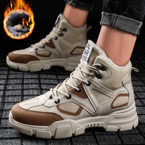

boots men's cotton shoes winter high-snow plus warm sports increased casual, Black
