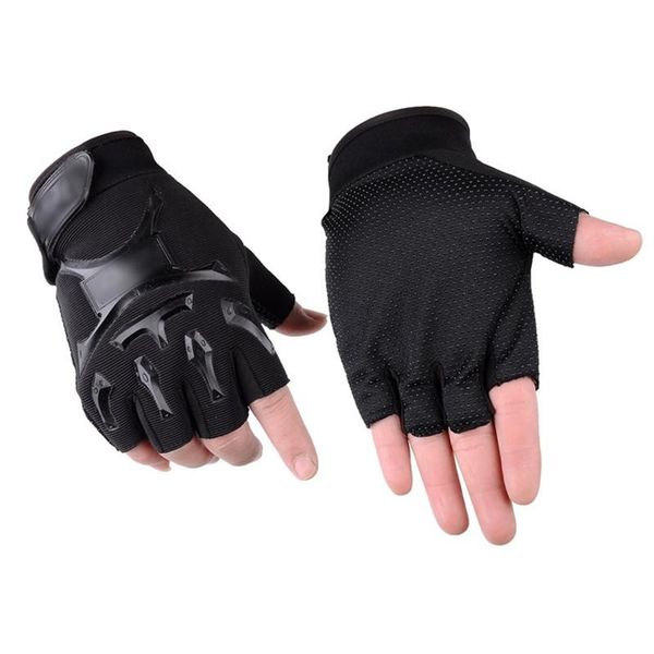 

cycling gloves outdoor half fingerless glove riding fitness hiking bike fighting protection tactics men breathable anti- non-slip, Black