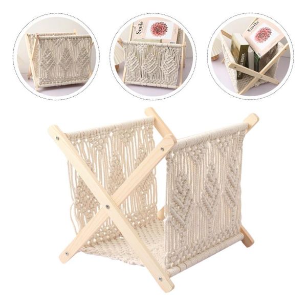 

hooks & rails 1pc magazine book storage holder cotton rope woven rack deskstand