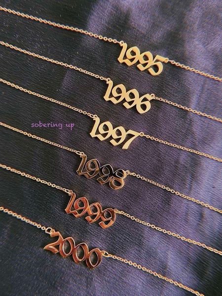 

digital year necklace gold ins small group simple gift for men and women, Silver