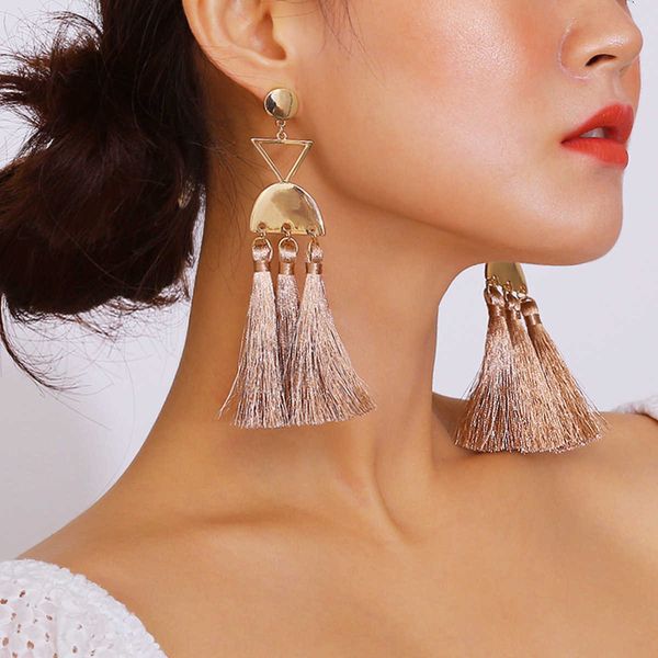 

jewelry fashion sharp goods exaggerated personalized long hand tassel earrings for women, Silver