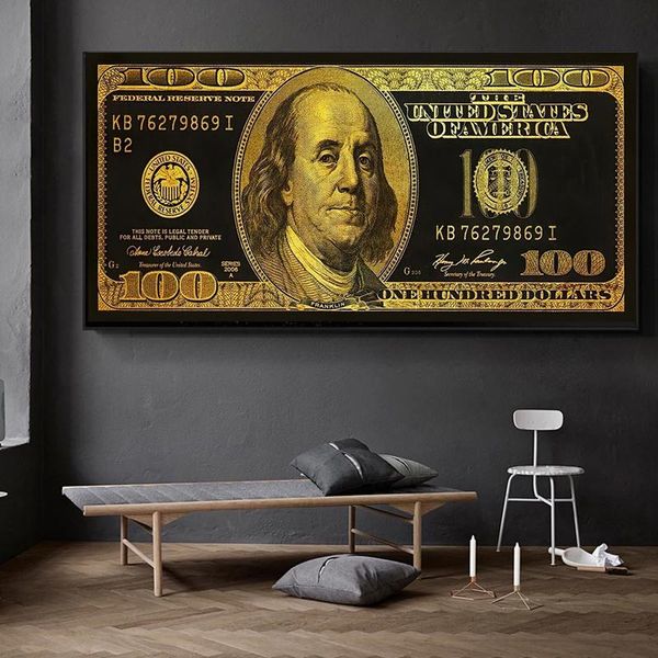 

golden dollar inspirational canvas art posters prints money canvas paintings on the wall pictures for living room home cuadros