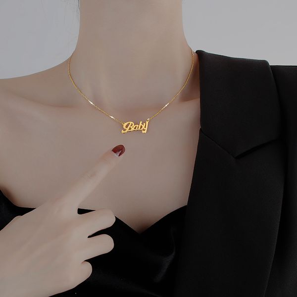 

the niche design feeling baby letter necklace female necklace collarbone new chain, Silver