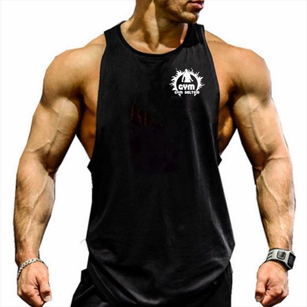 

mens tank gym stringer singlets fitness clothing workout cotton sleeveless shirt summer undershirt vest male, White;black