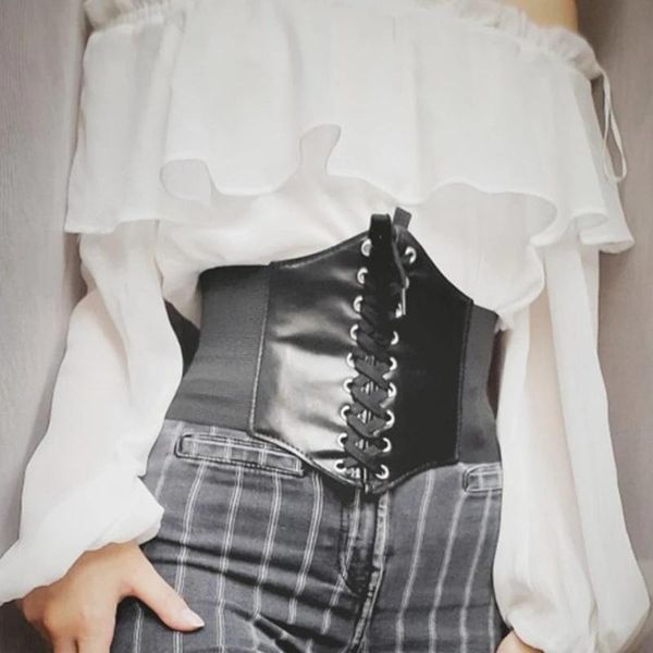 

belts 2021 corset wide pu leather slimming body for women elastic waist cinto sobretudo feminin ceinture femme fajas, Black;brown