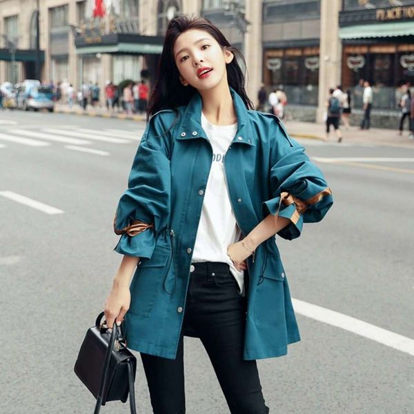 

2021high end temperament windbreaker women's spring and autumn new french net red mini hong kong style loose fried street frock coat, Tan;black