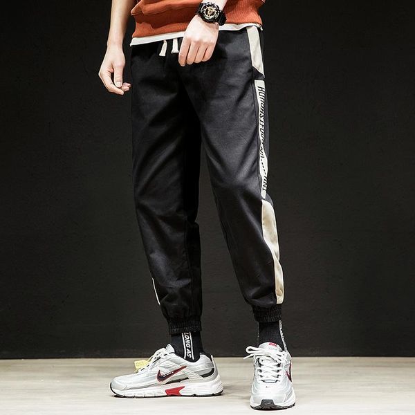 

men's pants the trend for wear in 2021 is handsome, loose and casual striped, Black
