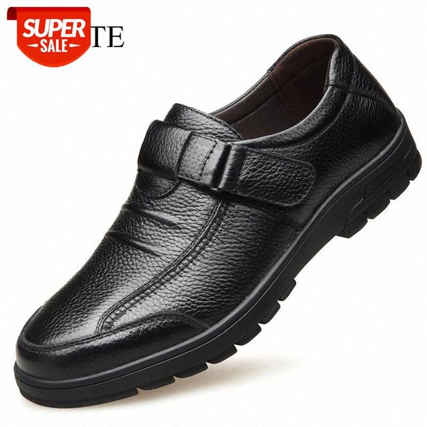 

spring autumn man shoes leather casual shoes men non-slip hook & loop mans footwear male flats nchaussures homme #as9c