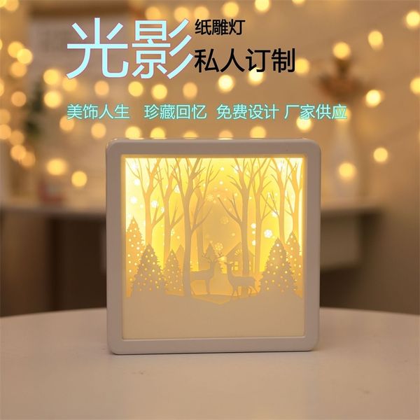 

creative gift light and shadow paper carving 3d night lamp