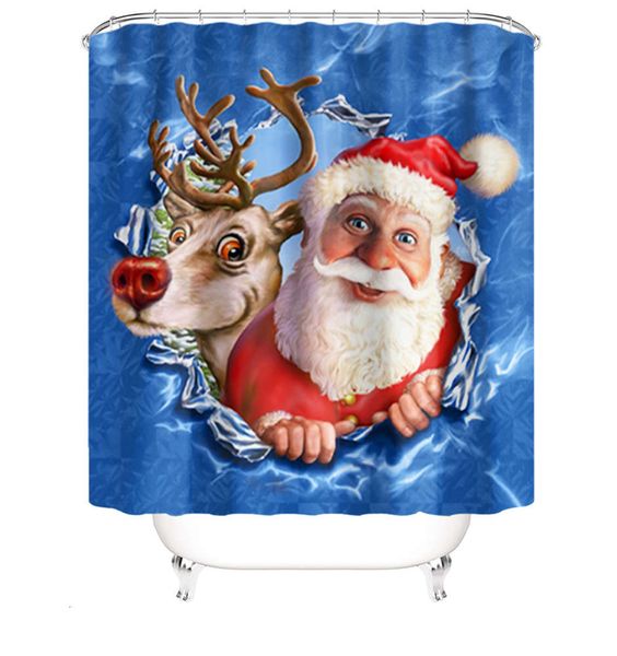 

3d digital printing polyter shower curtain santa waterproof shower curtain household bathroom partition curtain