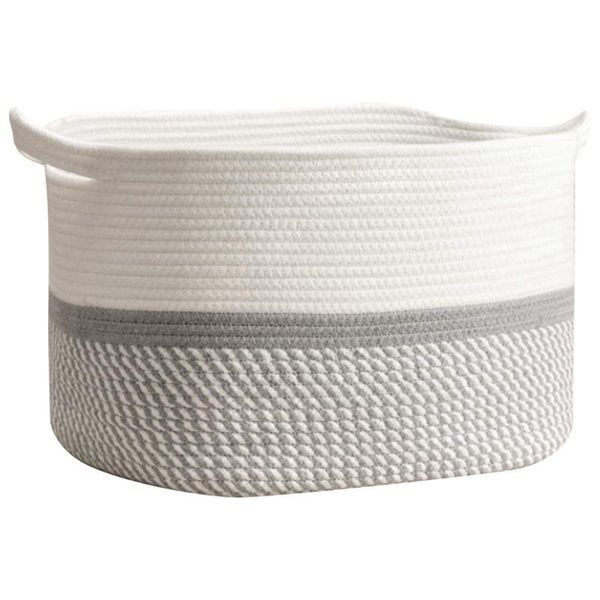 

storage baskets basket cotton rope woven organizing portable large household goods, 55x35cm